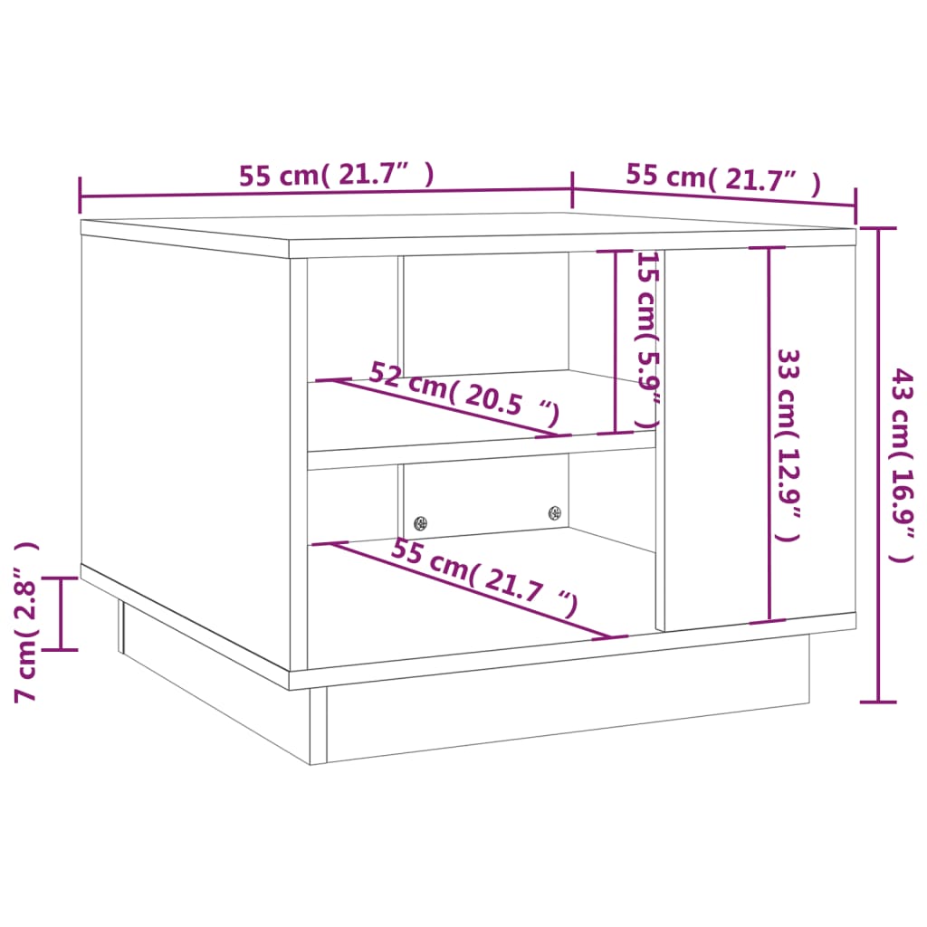 Tavolino da Salotto Rovere Sonoma 55x55x43 cm in Truciolato - homemem39