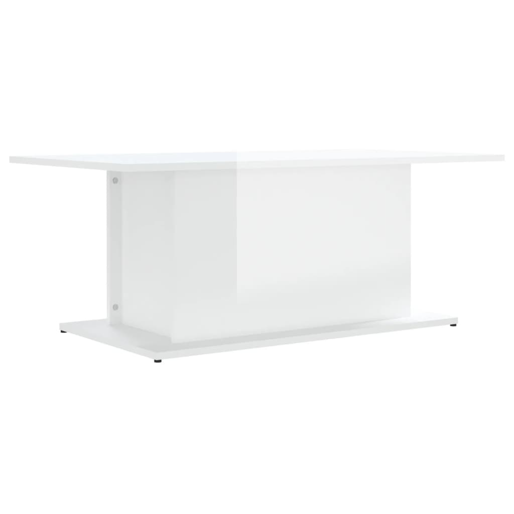 Tavolino da Salotto Bianco Lucido 102x55,5x40 cm in Truciolato - homemem39