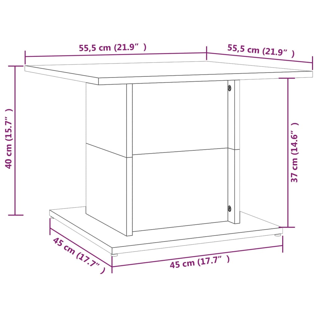 Tavolino da Salotto Bianco 55,5x55,5x40 cm in Truciolato - homemem39