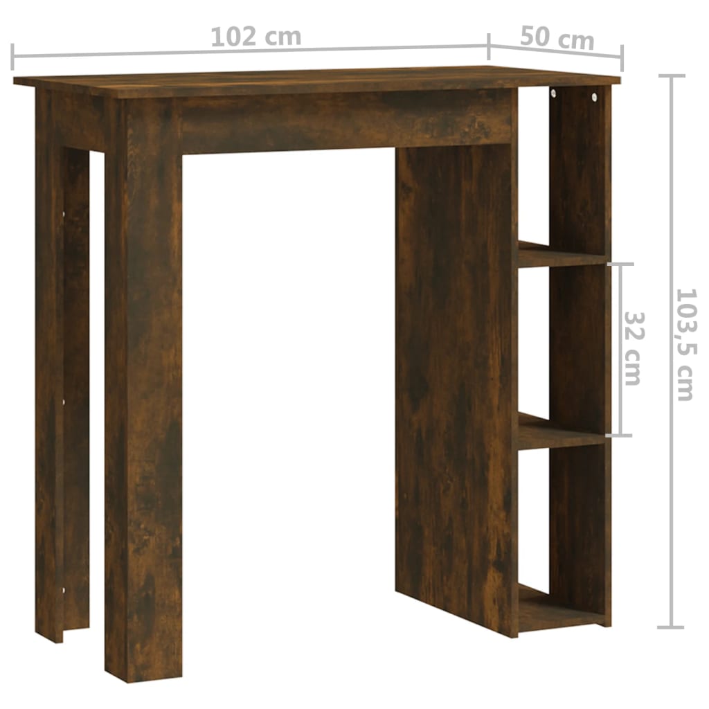 Tavolino da Bar con Ripiani Rovere Fumo 102x50x103,5 cm - homemem39