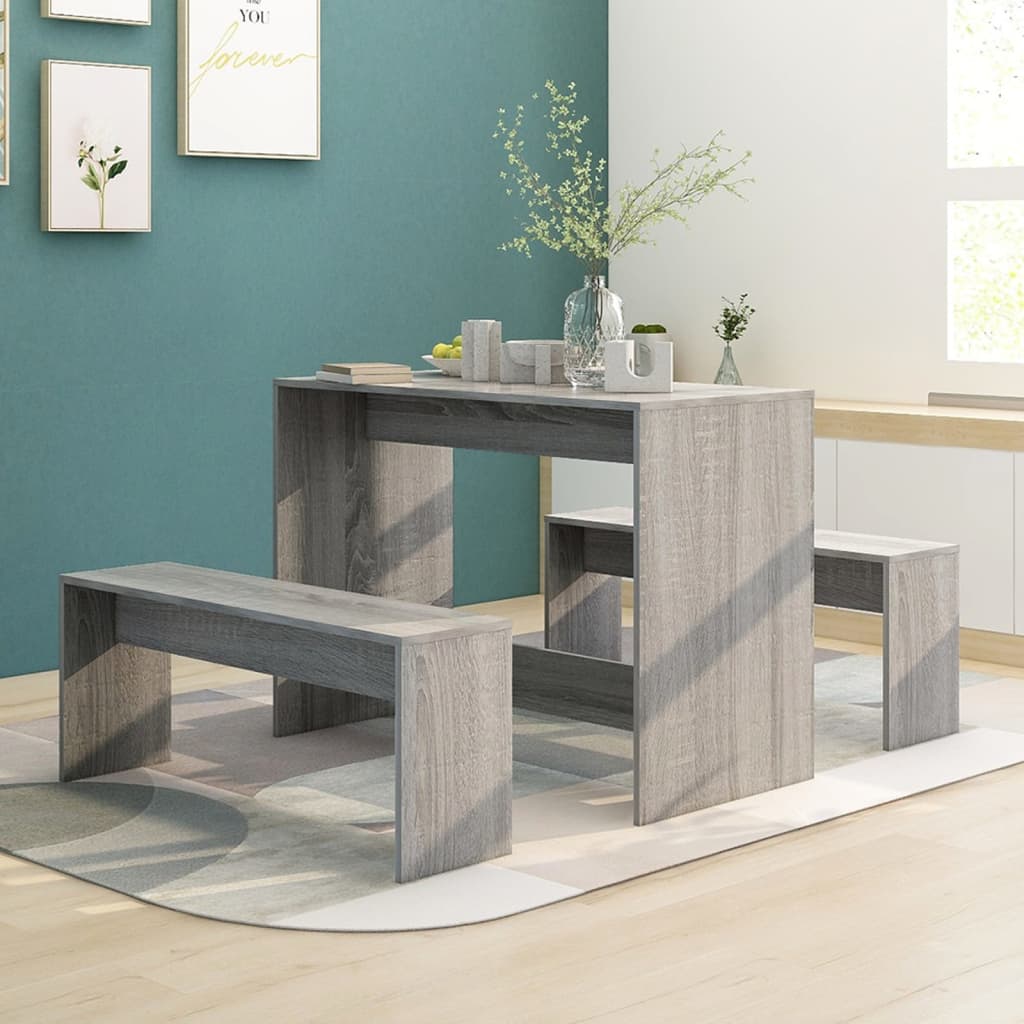 Set da Pranzo 3 pz Grigio Sonoma in Truciolato - homemem39