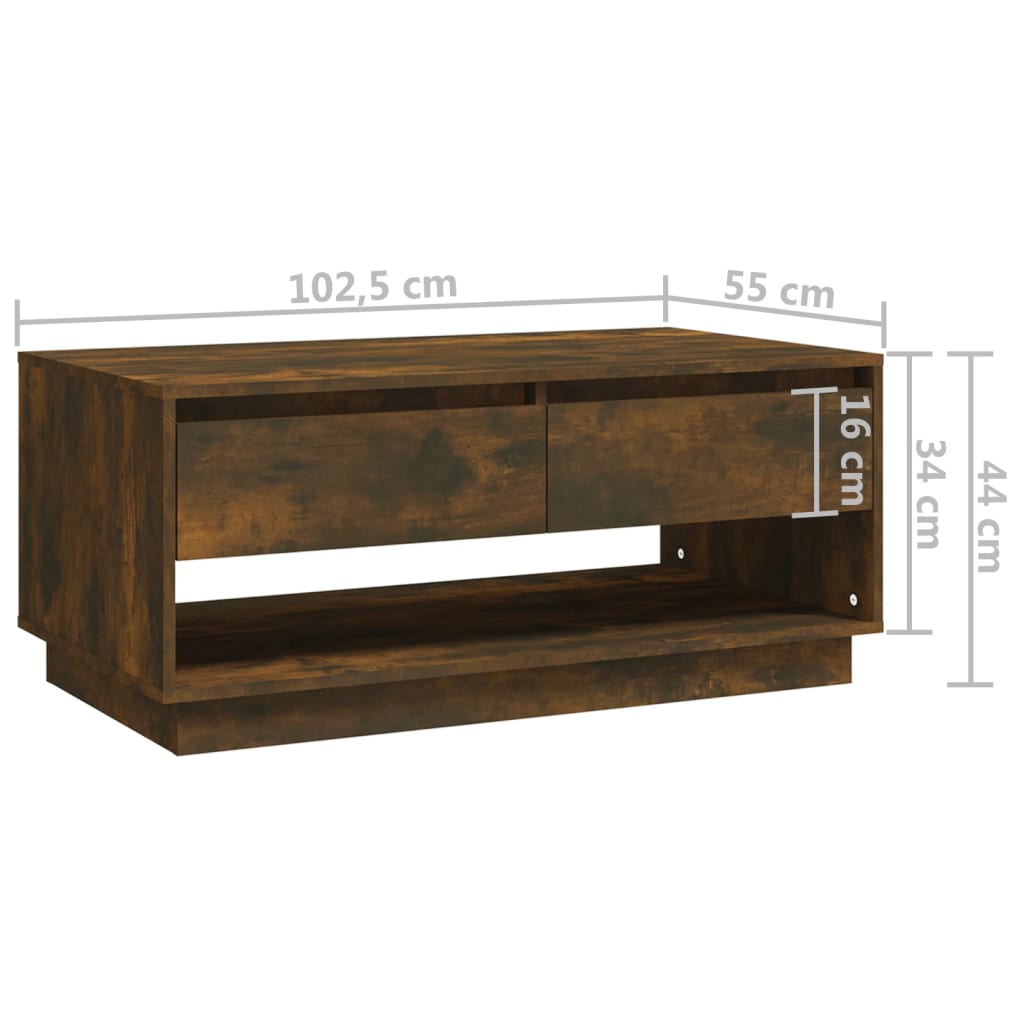 Tavolino da Salotto Rovere Fumo 102,5x55x44 cm in Truciolato - homemem39
