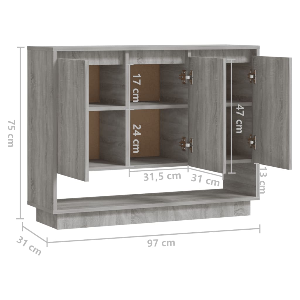 Credenza Grigio Sonoma 97x31x75 cm in Truciolato - homemem39