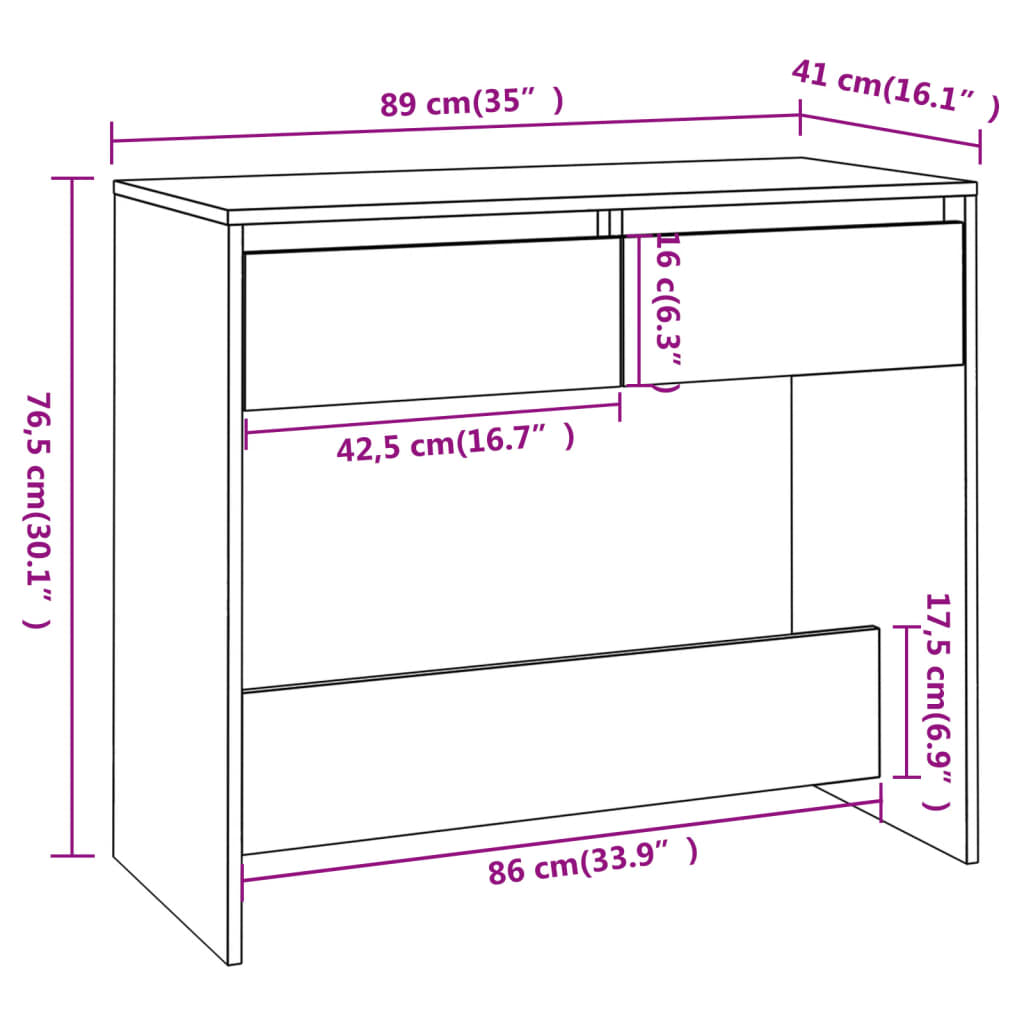 Tavolo Consolle Rovere Fumo 89x41x76,5 cm in Acciaio - homemem39