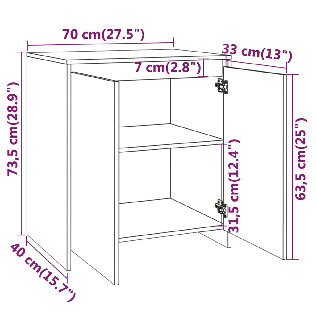 Credenza Rovere Fumo 70x41x75 cm in Legno Multistrato - homemem39