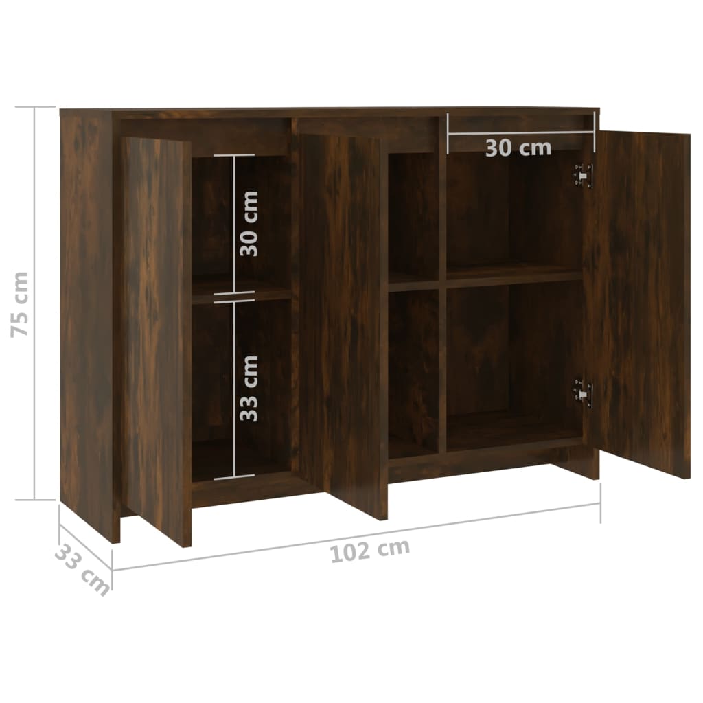 Credenza Rovere Fumo 102x33x75 cm in Truciolato - homemem39