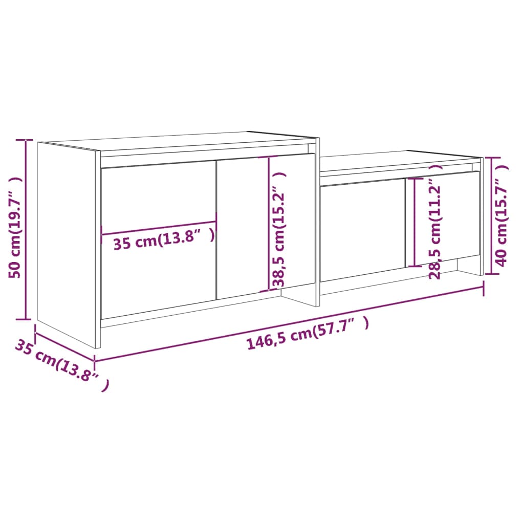 Mobile TV Rovere Fumo 146,5x35x50 cm in Truciolato - homemem39