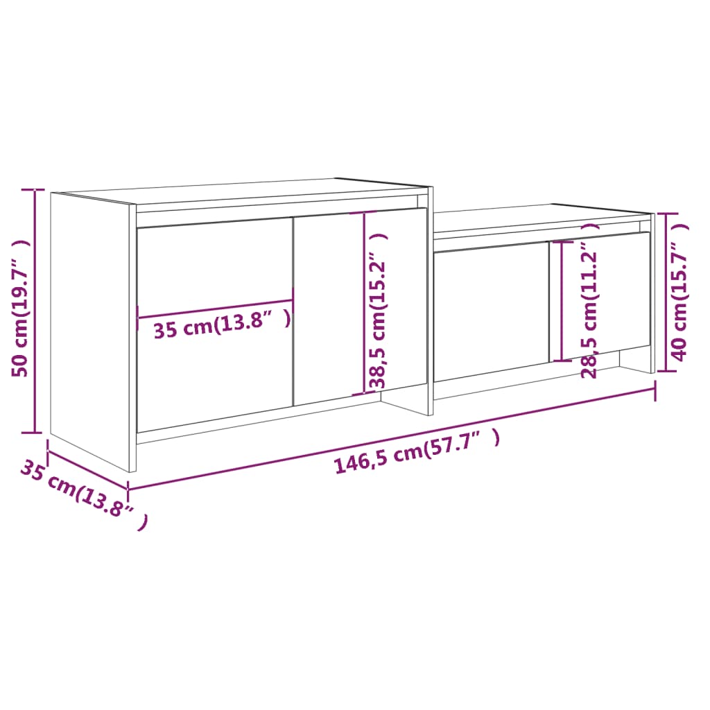 Mobile TV Grigio Sonoma 146,5x35x50 cm in Truciolato - homemem39