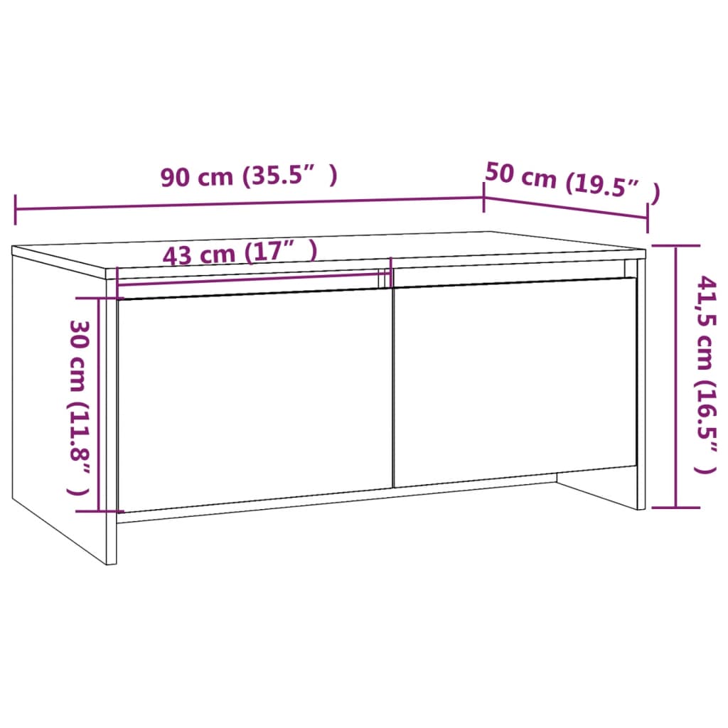 Tavolino da Salotto Rovere Marrone 90x50x41,5 cm in Truciolato - homemem39
