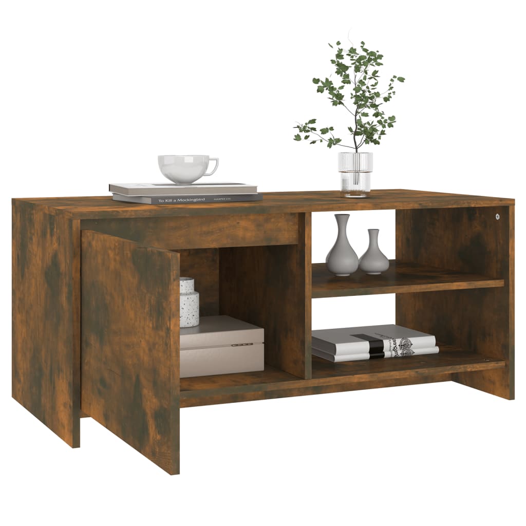 Tavolino da Salotto Rovere Fumo 102x50x45 cm Legno Multistrato - homemem39