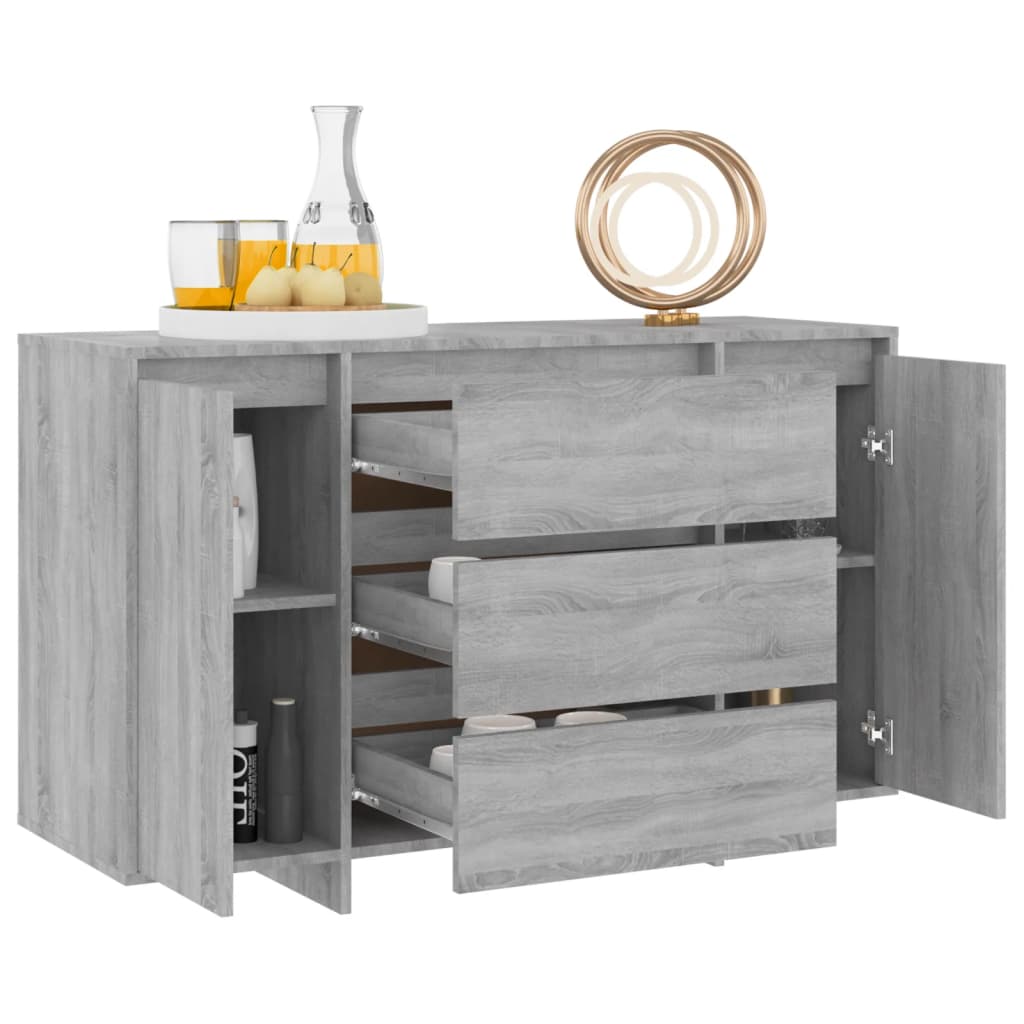 Credenza con 3 Cassetti Grigio Sonoma 120x41x75cm in Truciolato - homemem39