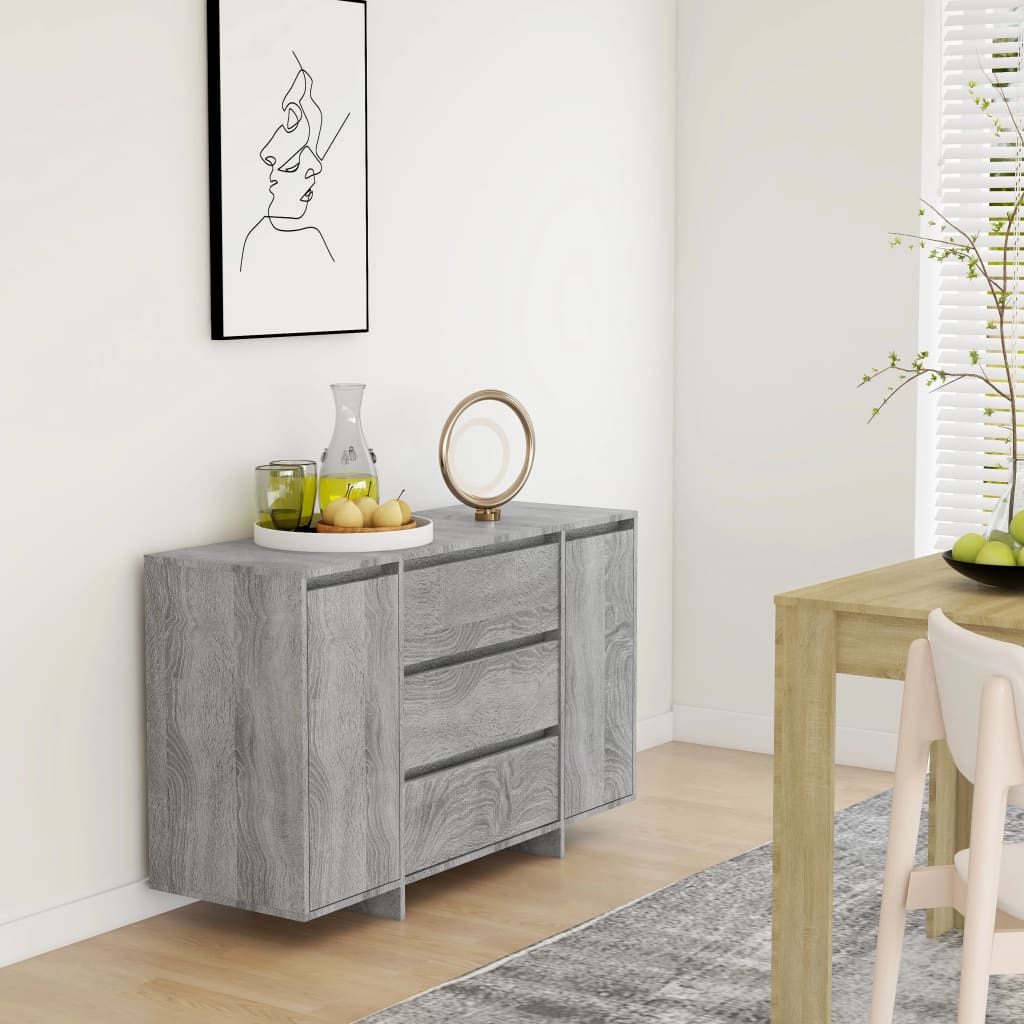 Credenza con 3 Cassetti Grigio Sonoma 120x41x75cm in Truciolato - homemem39