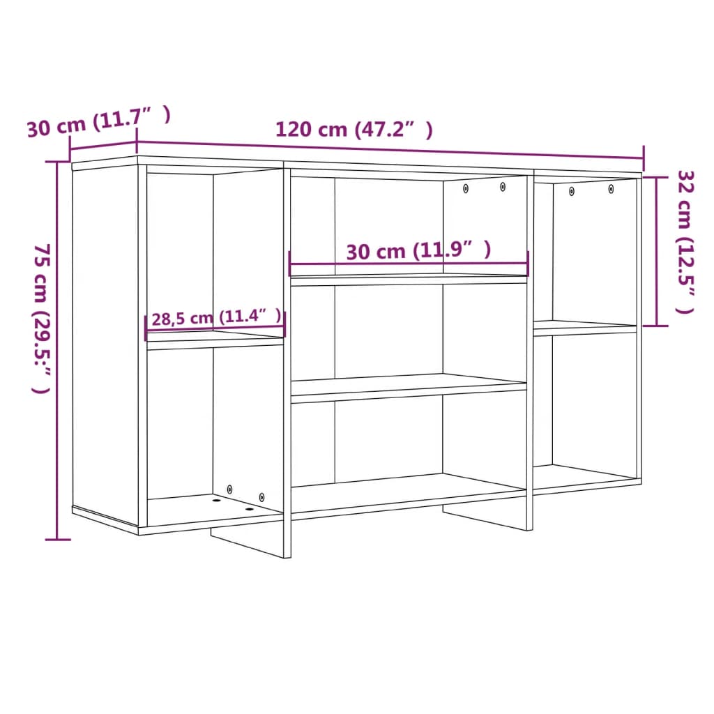 Credenza Rovere Fumo 120x30x75 cm in Truciolato - homemem39