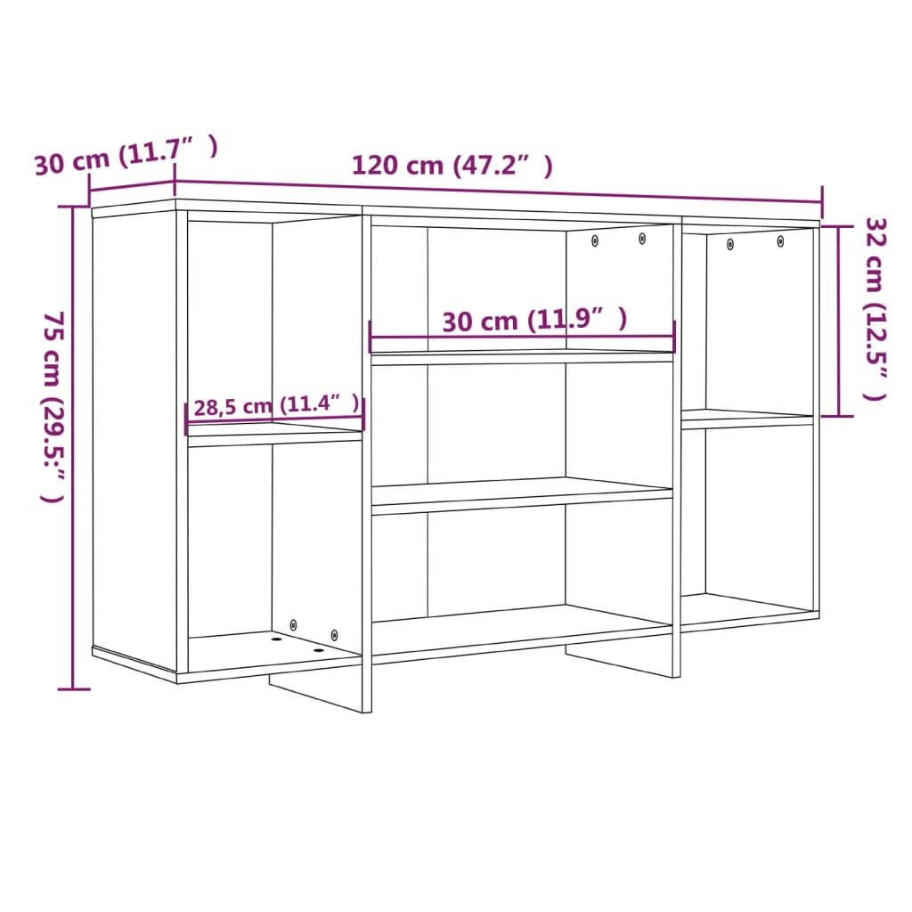 Credenza Grigio Sonoma 120x30x75 cm in Truciolato - homemem39