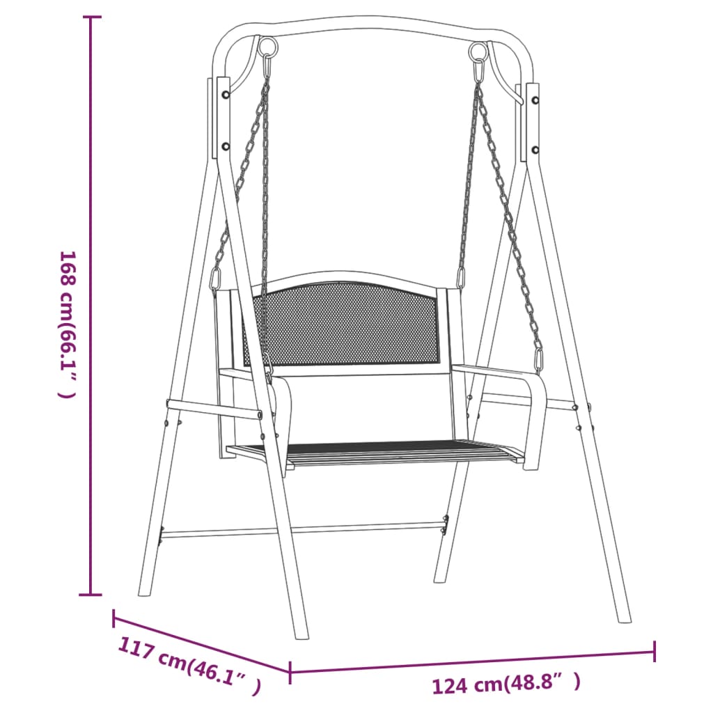 Dondolo 124 cm in Acciaio Nero - homemem39