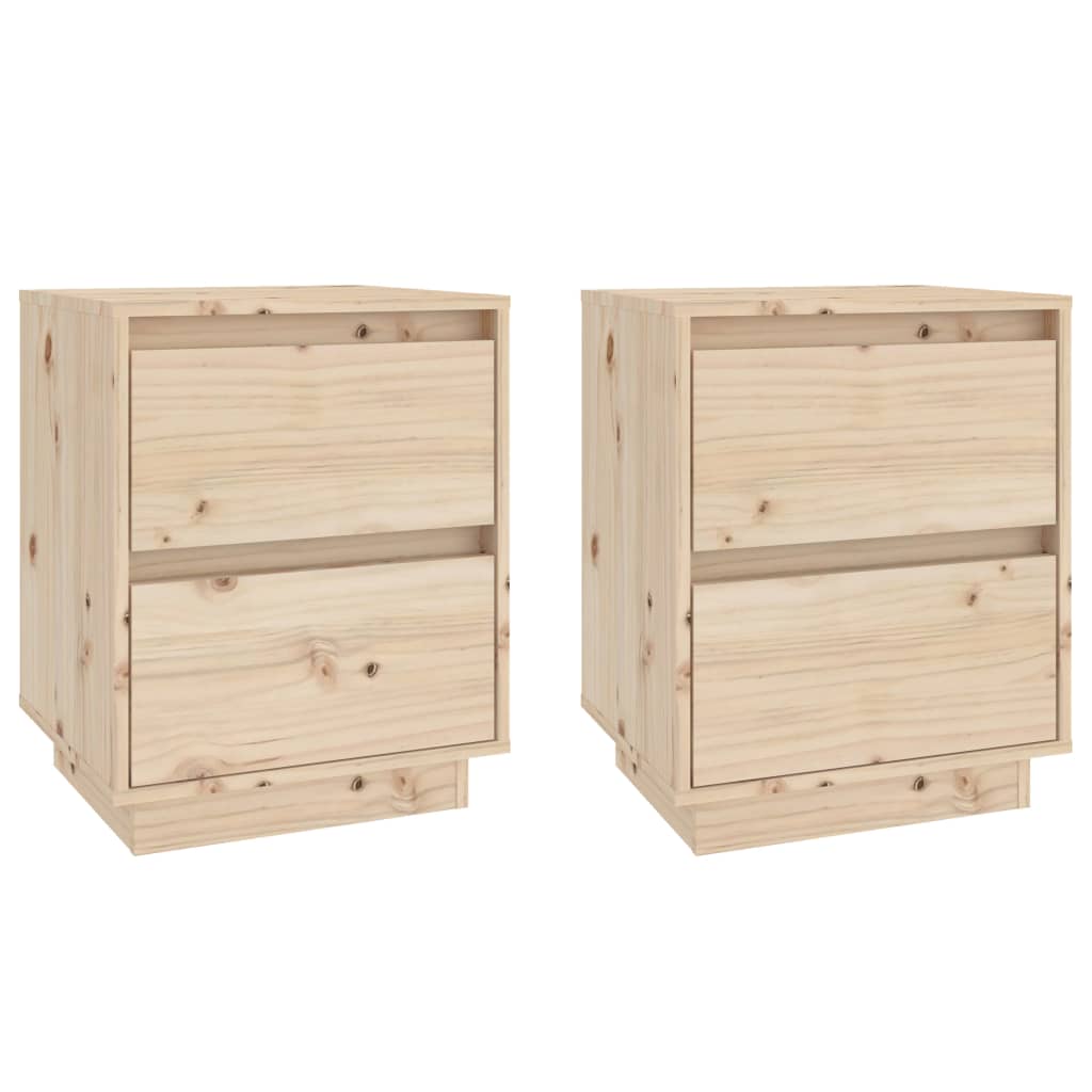 Comodini 2 pz 40x35x50 cm in Legno Massello di Pino - homemem39