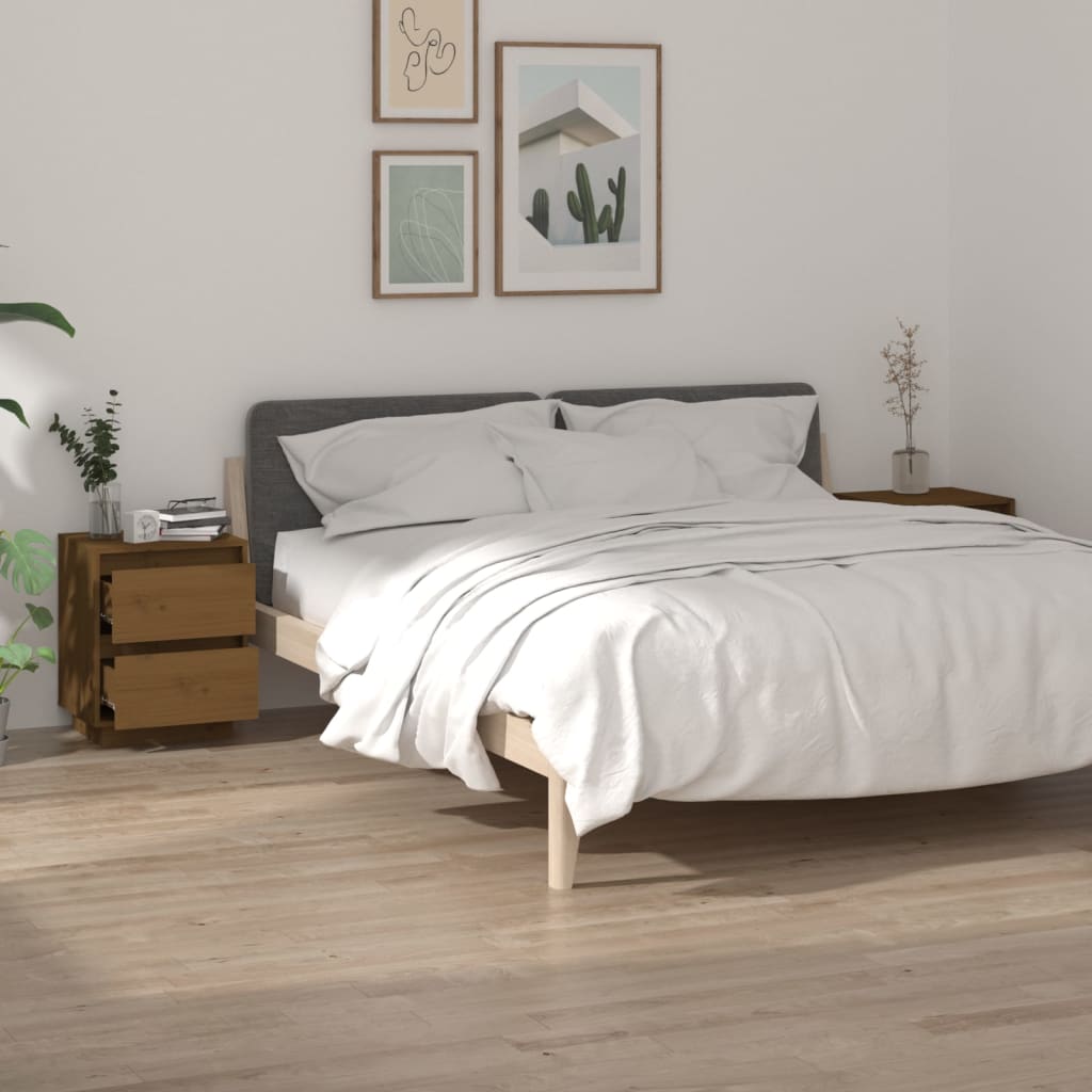 Comodini 2 pz Miele 40x35x50 cm in Legno Massello di Pino - homemem39