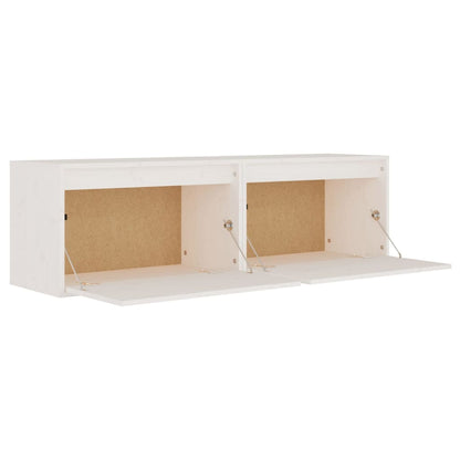 Pensili Bianchi 2 pz 60x30x35 cm in Legno Massello di Pino - homemem39