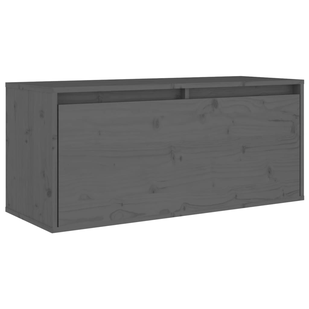 Pensile Grigio 80x30x35 cm in Legno Massello di Pino - homemem39