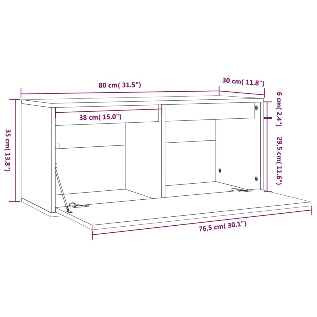 Pensile Marrone Miele 80x30x35 cm in Legno Massello di Pino - homemem39