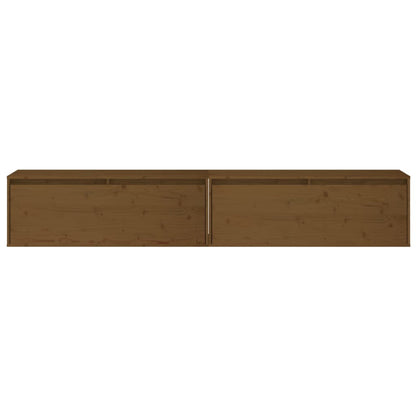 Pensili 2 pz Marrone Miele 100x30x35 cm Legno Massello di Pino - homemem39