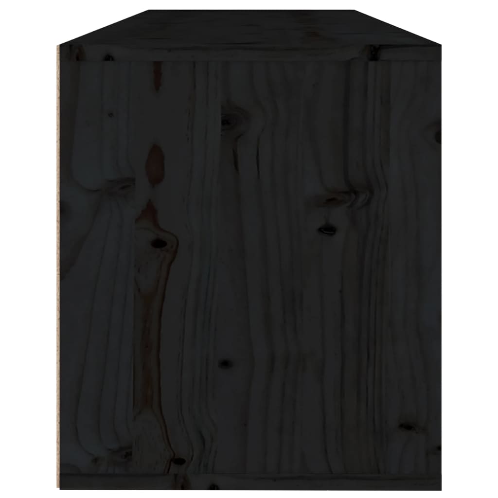 Pensile Nero 100x30x35 cm in Legno Massello di Pino - homemem39