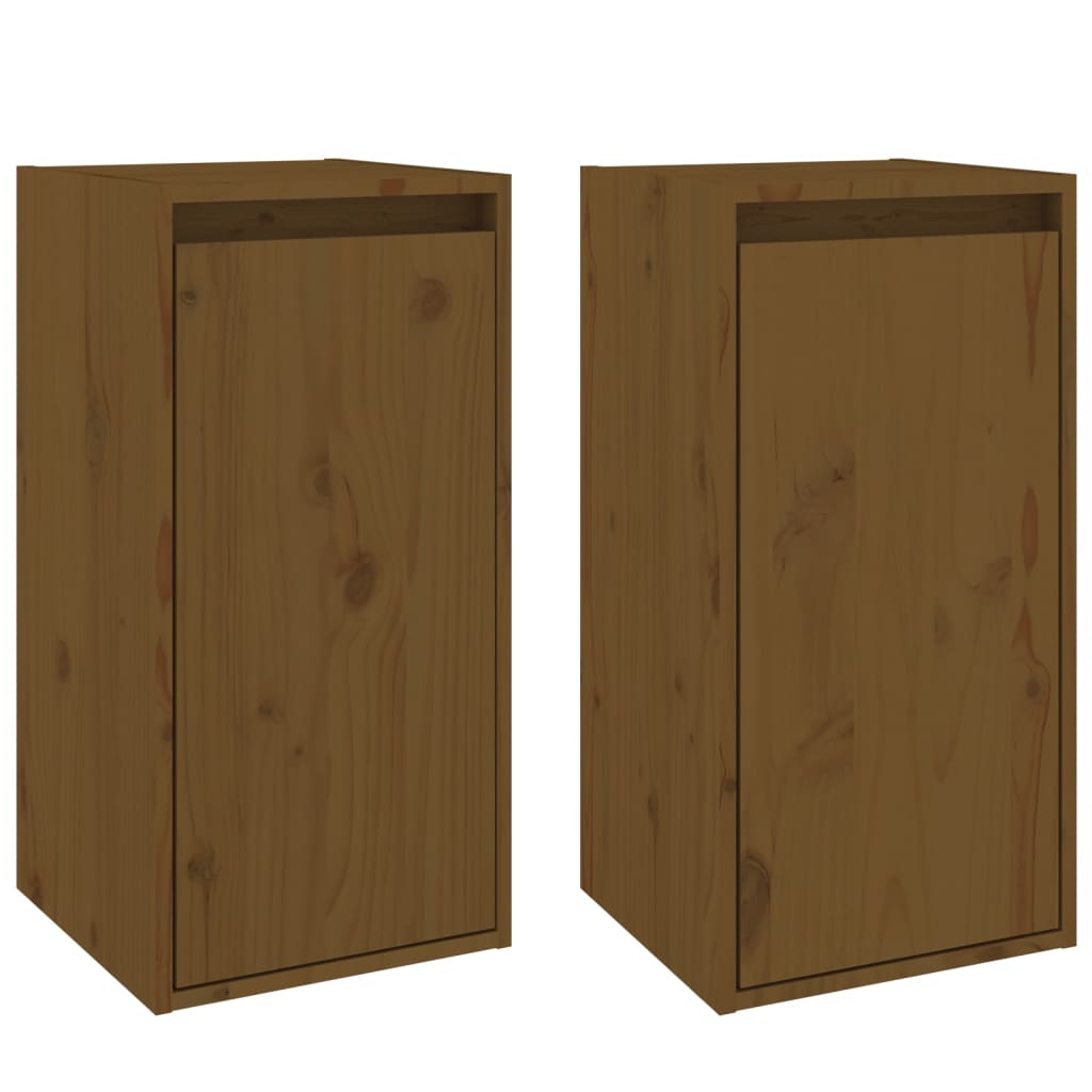 Pensili Marrone Miele 2pz 30x30x60 cm in Legno Massello di Pino - homemem39