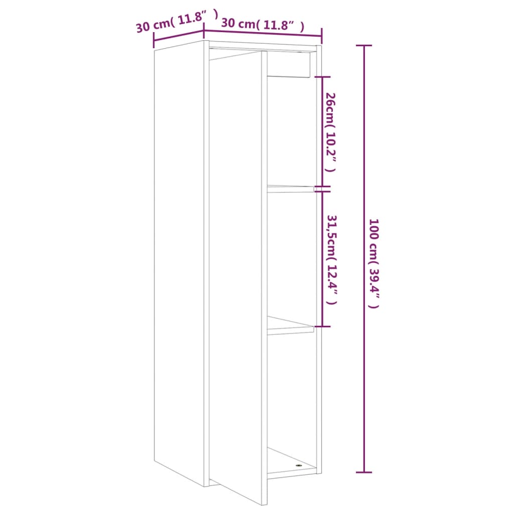 Pensili Bianchi 2 pz 30x30x100 cm in Legno Massello di Pino - homemem39