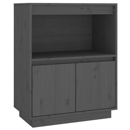 Credenza Grigia 60x34x75 cm in Legno Massello di Pino - homemem39