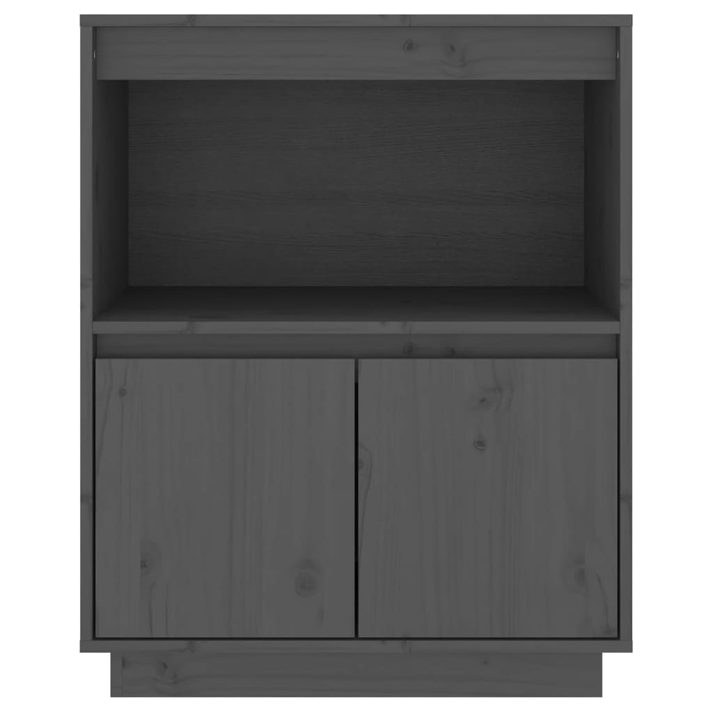 Credenza Grigia 60x34x75 cm in Legno Massello di Pino - homemem39