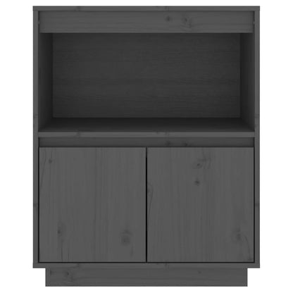 Credenza Grigia 60x34x75 cm in Legno Massello di Pino - homemem39