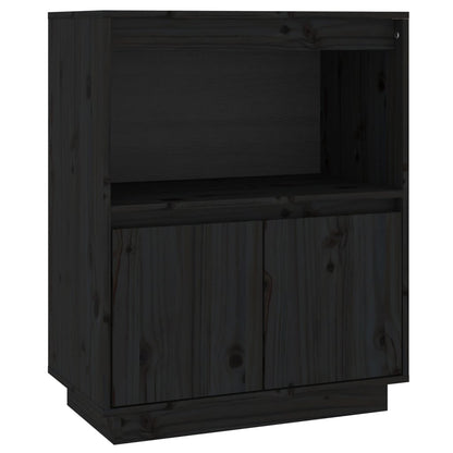 Credenza Nera 60x34x75 cm in Legno Massello di Pino - homemem39