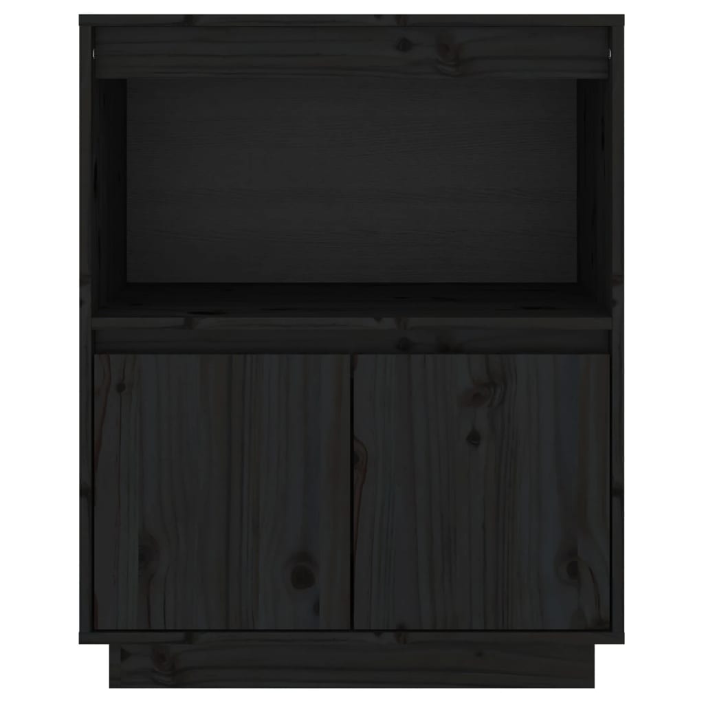 Credenza Nera 60x34x75 cm in Legno Massello di Pino - homemem39