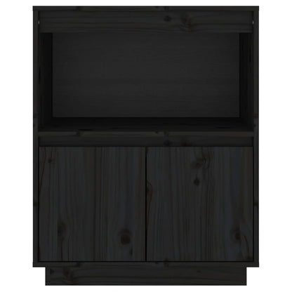 Credenza Nera 60x34x75 cm in Legno Massello di Pino - homemem39