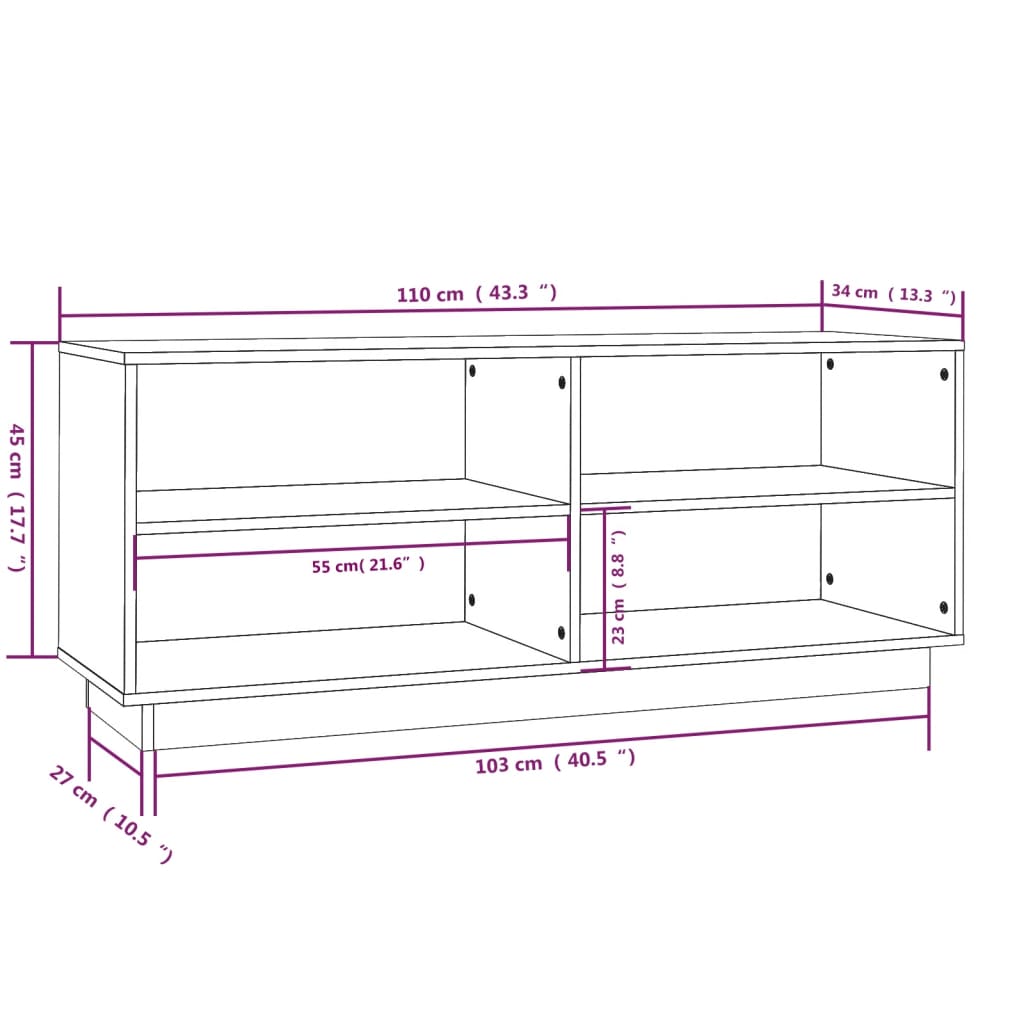 Scarpiera Bianca 110x34x45 cm in Legno Massello di Pino - homemem39