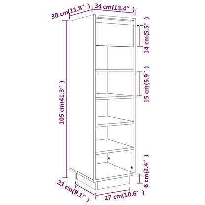 Scarpiera Marrone Miele 34x30x105 cm in Legno Massello di Pino - homemem39