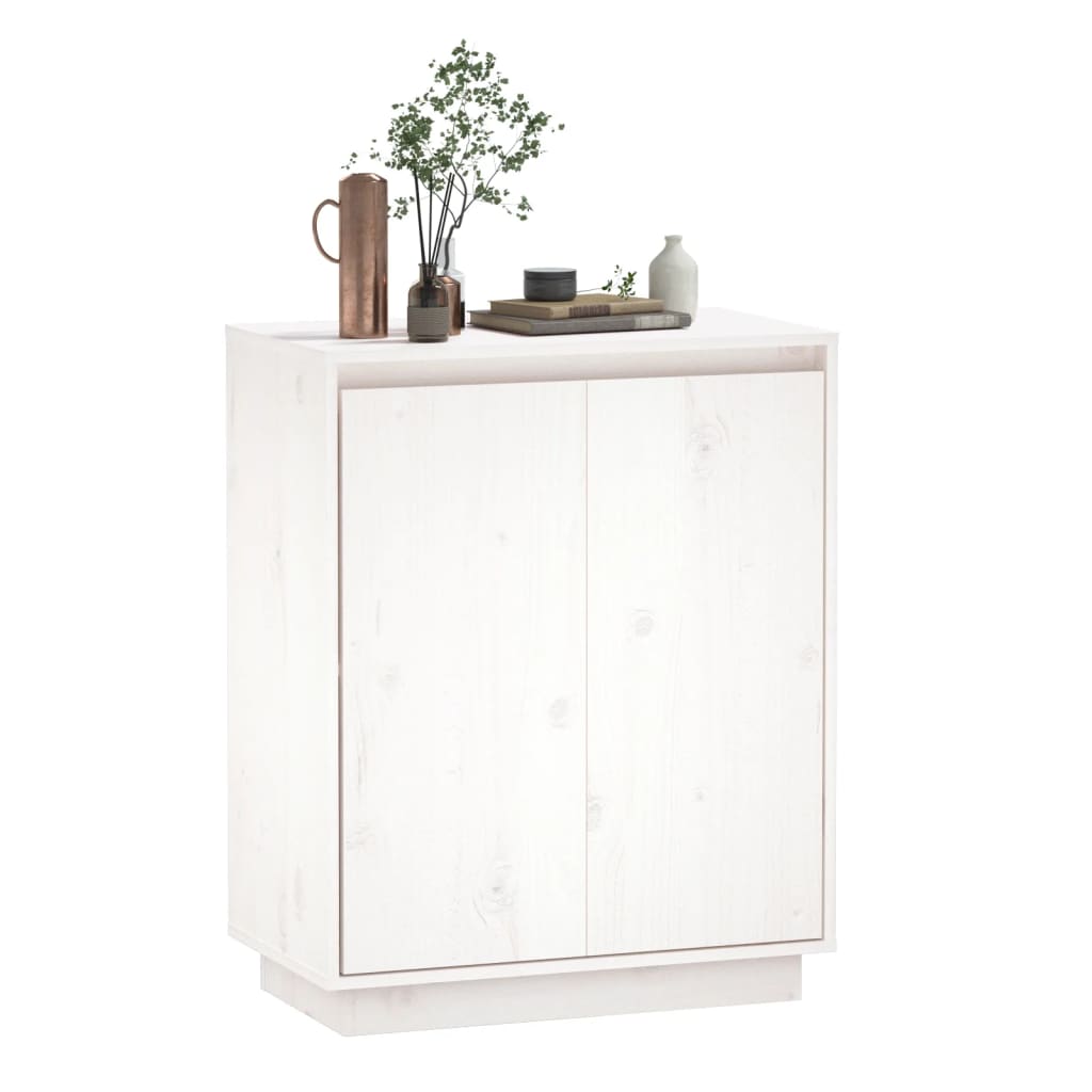 Credenza Bianca 60x34x75 cm in Legno Massello di Pino - homemem39