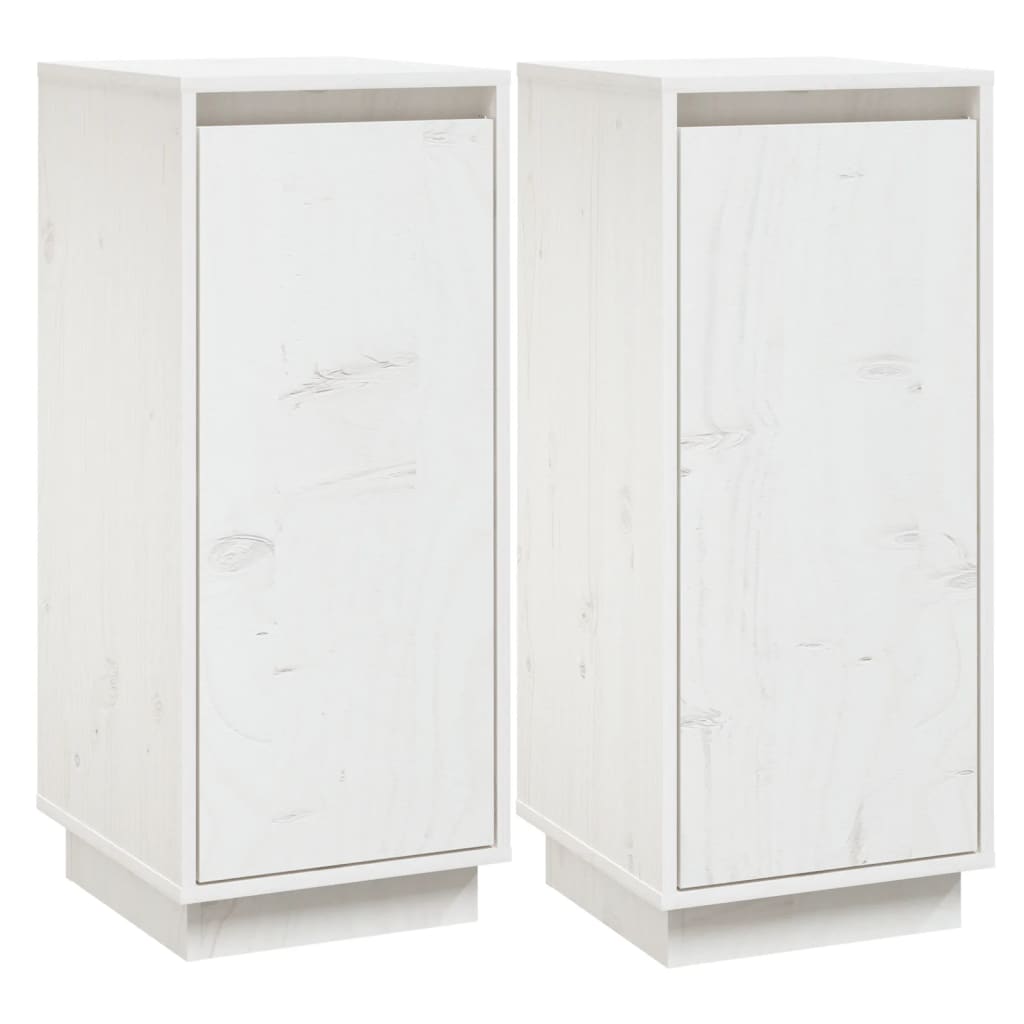 Credenze 2 pz Bianche 31,5x34x75 cm in Legno Massello di Pino - homemem39