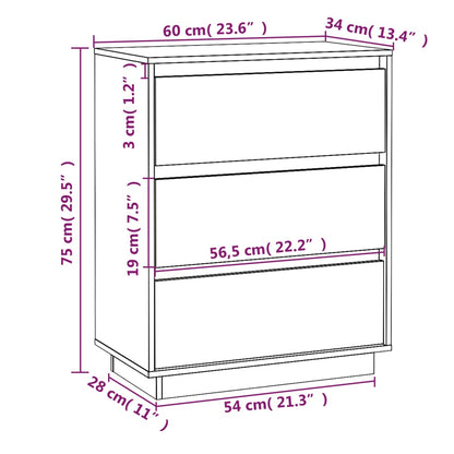 Credenza Bianca 60x34x75 cm in Legno Massello di Pino - homemem39