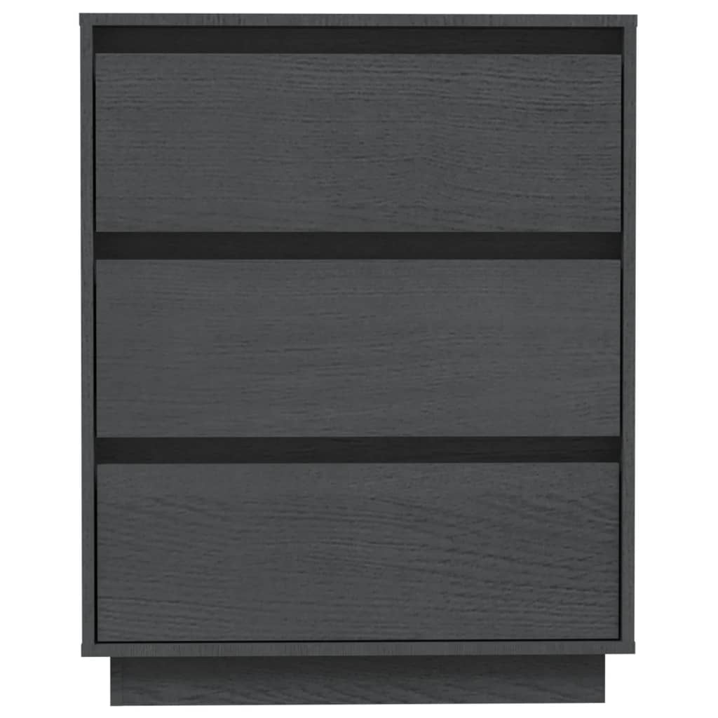 Credenza Grigia 60x34x75 cm in Legno Massello di Pino - homemem39