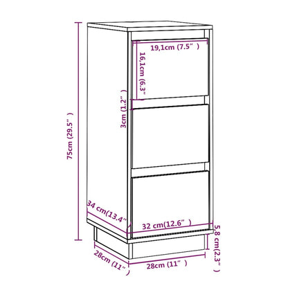 Credenze Bianche 2 pz 32x34x75 cm in Legno Massello di Pino - homemem39