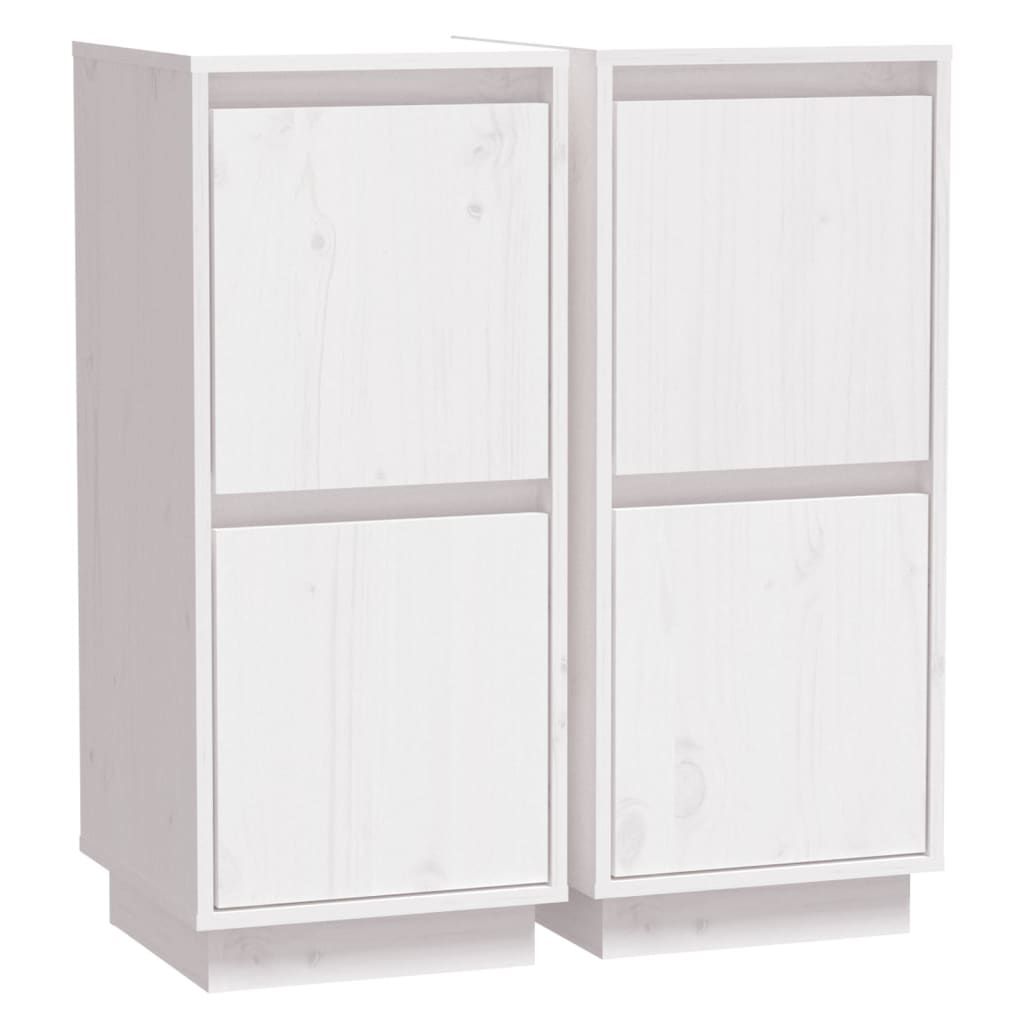 Credenze 2 pz Bianco 31,5x34x75 cm in Legno Massello di Pino - homemem39