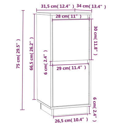 Credenza Marrone Miele 31,5x34x75 cm in Legno Massello di Pino - homemem39