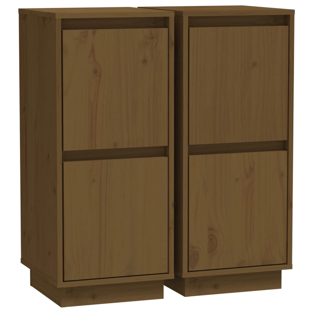 Credenze 2 pz Miele 31,5x34x75 cm in Legno Massello di Pino - homemem39