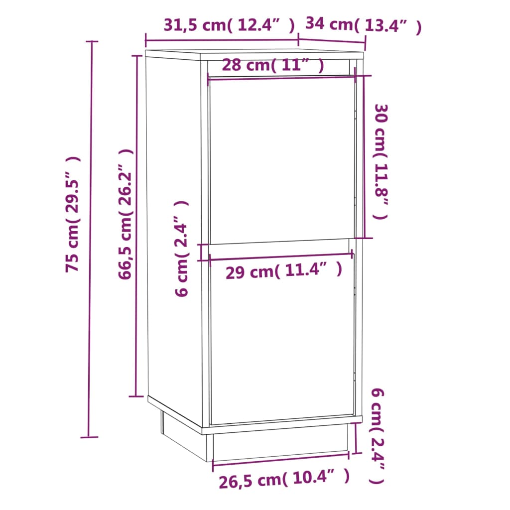 Credenze 2 pz Miele 31,5x34x75 cm in Legno Massello di Pino - homemem39