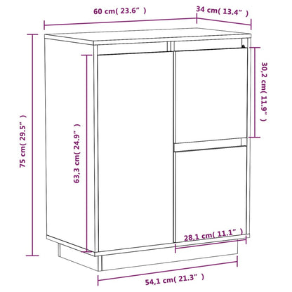 Credenza 60x34x75 cm in Legno Massello di Pino - homemem39