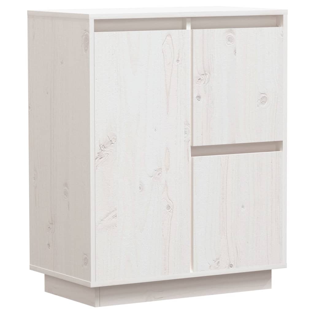 Credenza Bianca 60x34x75 cm in Legno Massello di Pino - homemem39