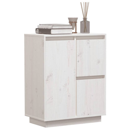 Credenza Bianca 60x34x75 cm in Legno Massello di Pino - homemem39