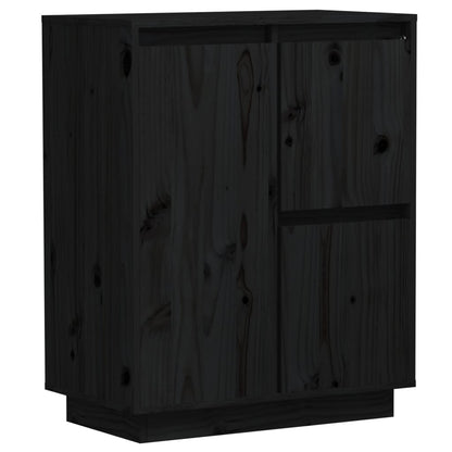 Credenza Nera 60x34x75 cm in Legno Massello di Pino - homemem39