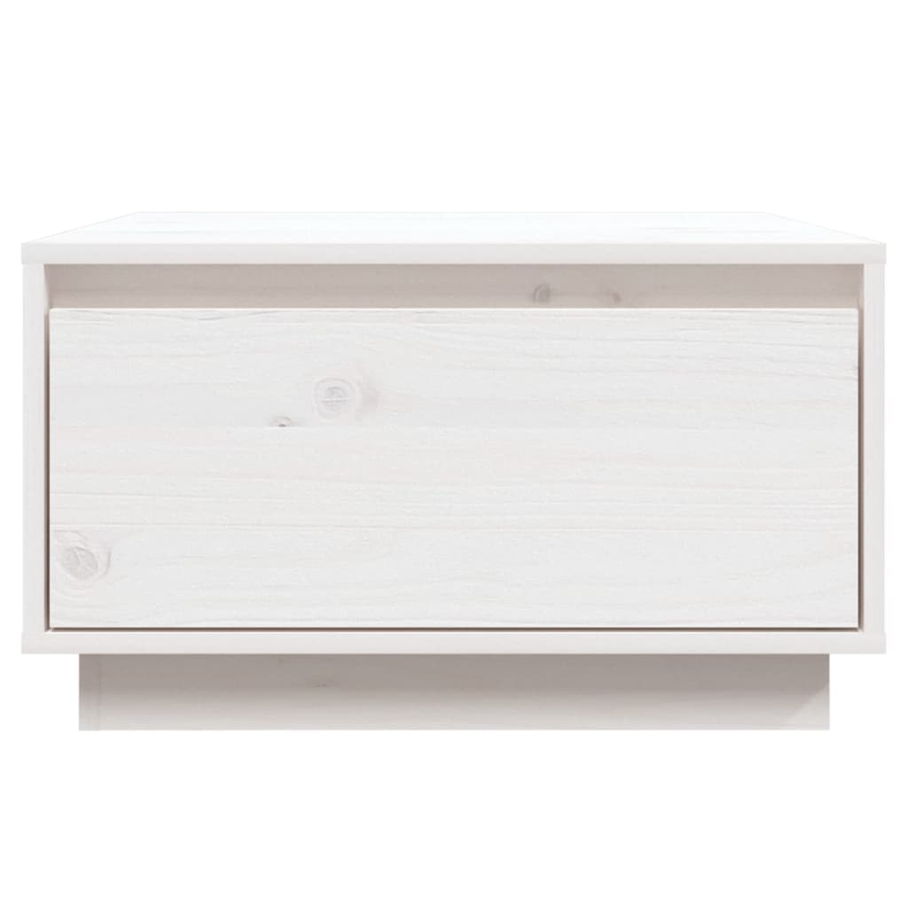 Tavolino da Salotto Bianco 55x56x32 cm Legno Massello di Pino - homemem39